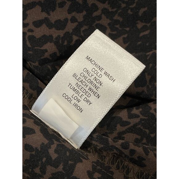 ~ Banana Republic Sz 8 Skirt Pleated Black Brown Print Pleats Knee Elastic Waist - Picture 8 of 12